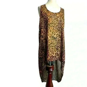 Seven 7 for all mankind animal print sheer tank cover top-size Large